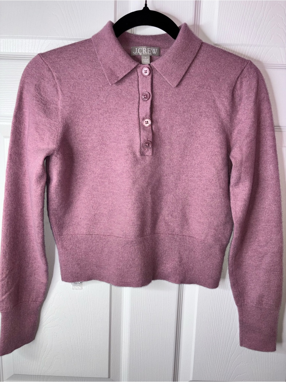 J.Crew Featherweight Cashmere Blend Polo Sweater Pink Small